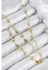 Pirinç Zirkon Taşlı Kalp Model Gold Renk Y Kolye