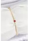 Pirinç Zirkon Taşlı Kare Model Gold Renk Kadın Bilekilk