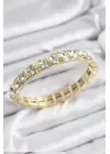 Pirinç Zirkon Taşlı Kare Model Gold Renk Lastikli Kadın Bileklik