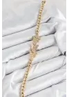 Pirinç Zirkon Taşlı Kelebek Model Gold Renk Kadın Bileklik