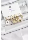 Pirinç Zİrkon Taşlı Kelebek ve Yıldız Model Gold Renk 3lü Çift Kadın Küpe
