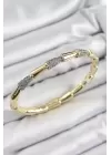 Pirinç Zirkon Taşlı Kemik Model Gold Renk Vip Kadın Bileklik