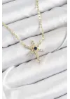 Pirinç Zirkon Taşlı Kutup Yıldızı Model Ezme Zincir Gold Renk Kadın Kolye