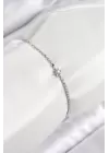 Pirinç Zirkon Taşlı Kutup Yıldızı Model Ezme Zincir Gümüş Renk Kadın Bileklik