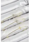 Pirinç Zirkon Taşlı Kutup Yıldızı Model Gold Renk Vip 3lü Kadın Bileklik