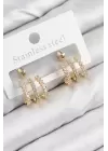 Pirinç Zirkon Taşlı Model Gold Renk Kadın Küpe