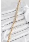 Pirinç Zirkon Taşlı Oval Model Gold Renk Kadın Bileklik