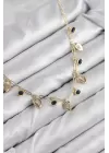 Pirinç Zirkon Taşlı Sallantılı Damla Model Gold Renk Kadın Kolye