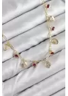 Pirinç Zirkon Taşlı Sallantılı Damla Model Gold Renk Kadın Kolye