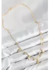 Pirinç Zirkon Taşlı Sallantılı Damla Model Gold Renk Kadın Kolye