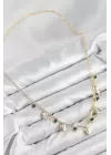Pirinç Zirkon Taşlı Sallantılı Damla Model Gold Renk Kadın Kolye