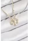 Pirinç Zirkon Taşlı Sallantılı Göz Model Ezme Zincir Gold Renk Kadın Kolye