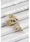 Pirinç Zirkon Taşlı Sıkıştırma Sağ Kıkırdak Gold Renk Kadın Küpe