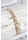 Pirinç Zirkon Taşlı Sıralı Ok Model Gold Renk Kadın Bileklik