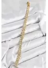 Pirinç Zirkon Taşlı Sıralı Ok Model Gold Renk Kadın Bileklik