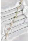 Pirinç Zirkon Taşlı Sıralı Yıldız Model Gold Renk Kadın Bileklik