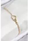 Pirinç Zirkon Taşlı Sonsuzluk Kalp Model Gold Renk Kadın Bileklik