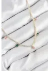 Pirinç Zirkon Taşlı Su Yolu Damla Model Gold Renk Kadın Kolye