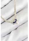 Pirinç Zirkon Taşlı Su Yolu Göz Model Gold Renk Kadın Kolye