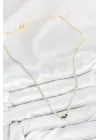 Pirinç Zirkon Taşlı Su Yolu Göz Model Gold Renk Kadın Kolye