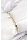 Pirinç Zirkon Taşlı Su Yolu Model Gold Renk Kadın Bileklik