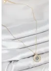 Pirinç Zirkon Taşlı Su Yolu Nazar Model Gold Renk Kadın Kolye