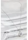 Pirinç Zirkon Taşlı Su Yolu Nazar Model Gümüş Renk Kadın Kolye