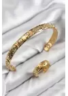 Pirinç Zirkon Taşlı Vintage Model Gold Renk Bileklik Yüzük Set