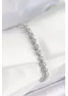 Pirinç Zirkon Taşlı Yarım Topcuk Model Gümüş Renk VIP Seri Kadın Bileklik