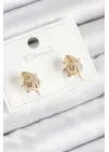 Pirinç Zirkon Taşlı Yıldız Model Gold Renk Çocuk Küpe
