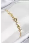 Pirinç Zirkon Taşlı Yıldız Model Gold Renk Kadın Bileklik