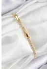 Pirinç Zirkon Taşlı Yıldız Model Gold Renk Kadın Bileklik