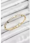 Pirinç Zirkon Taşlı Yıldız Model Gold Renk Yaylı Kadın Bileklik