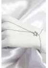 Pirinç Zirkon Taşlı Yıldız Model Gümüş Renk Kadın Şahmeran