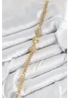 Pirinç Zirkon Taşlı Yonca Model Gold Renk Kadın Bileklik