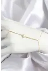 Pirinç Zirkon Taşlı Yonca Model Gold Renk Şahmeran