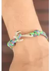 Renkli Desenli Metal Çapalı Erkek Bileklik