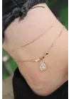 Rose Gold Renk Zirkon Damla Taşlı Halhal