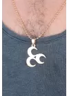 Rose Renk Metal 3 Hilal Figürlü Erkek Kolye