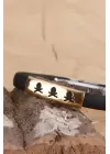 Siyah Silikon Sarı Renk Çelik Aksesuar Kuru Kafa Detaylı Erkek Bileklik