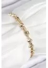 VIP Pirinç Zirkon Taşlı Damla Çit Model Gold Renk Kadın Bileklik