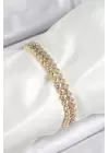 Xuping Pirinç Zirkon Taşlı Çift Görünümlü Model Gold Renk Kadın Bileklik