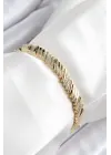Xuping Pirinç Zirkon Taşlı Eğimli Blok Model Gold Renk Kadın Bileklik