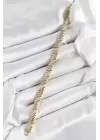 Xuping Pirinç Zirkon Taşlı Eğimli Blok Model Gold Renk Kadın Bileklik