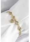 Xuping Pirinç Zirkon Taşlı Sallantılı Kalp Model Gold Renk Kadın Bileklik