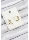 Xuping Zirkon Taşlı Çiçek Model Gold Renk Kadın Küpe