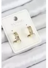 Xuping Zirkon Taşlı Desenli Halka Model Gold Renk Kadın Küpe