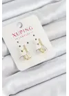 Xuping Zirkon Taşlı I Model Gold Renk Kadın Küpe