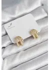 Zirkon Taşlı Gold Renk Kadın Küpe