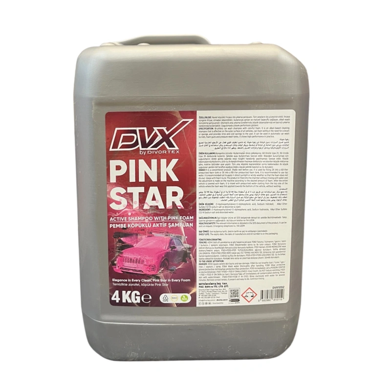 Divortex Pink Star Fırçasız Renkli Oto Yıkama Şampuanı 4 Lt